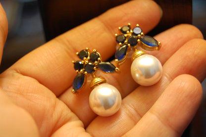 PEARL & BLUE EARRINGS