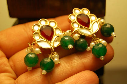 RED & GREEN KUNDAN EARRINGS