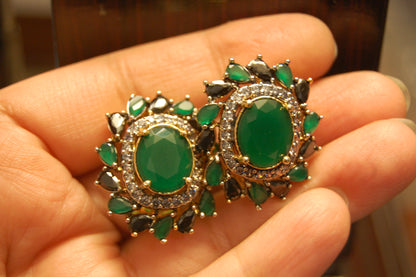BLUE & GREEN FLORAL EARRINGS