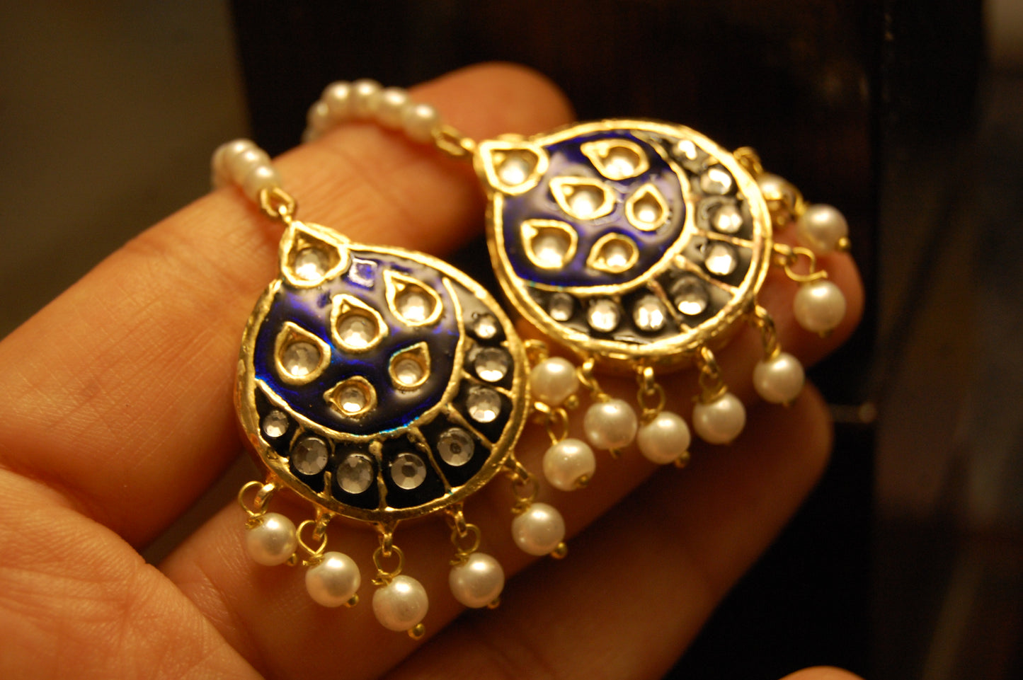 BLUE MEENA & KUNDAN EARRINGS