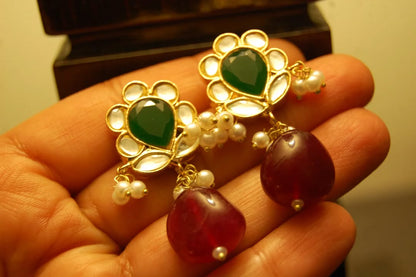 RED & GREEN KUNDAN EARRINGS