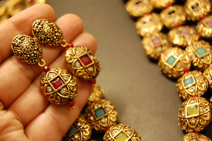 3 LAYERED MALA WITH MULTI STONES