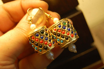 GORGEOUS DHOLKI EARRINGS IN NAURATAN