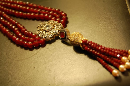 RUBY RED LONG MALA WITH TUSSEL