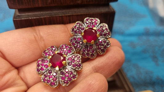 RED FLORAL EARRINGS