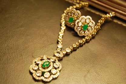 DELICATE GREEN & ZIRCON NECKLACE SET