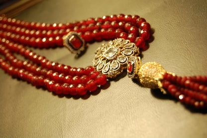 RUBY RED LONG MALA WITH TUSSEL
