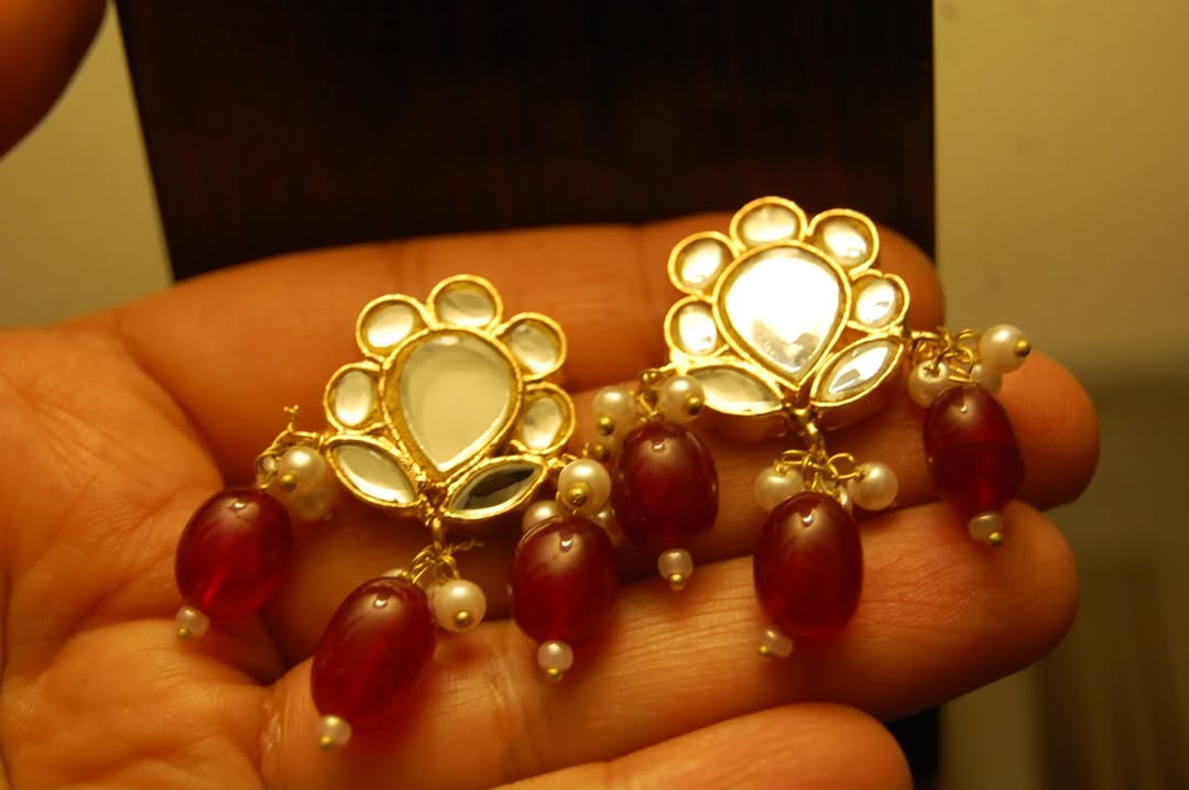 RED KUNDAN EARRINGS