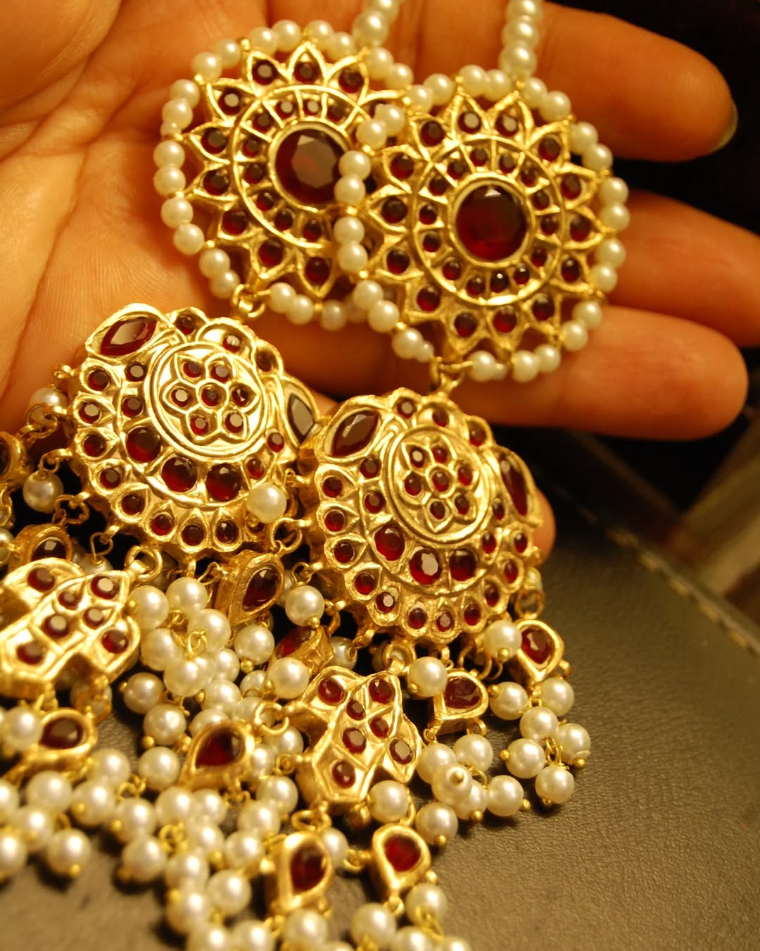 RED & PEARLS EARRINGS