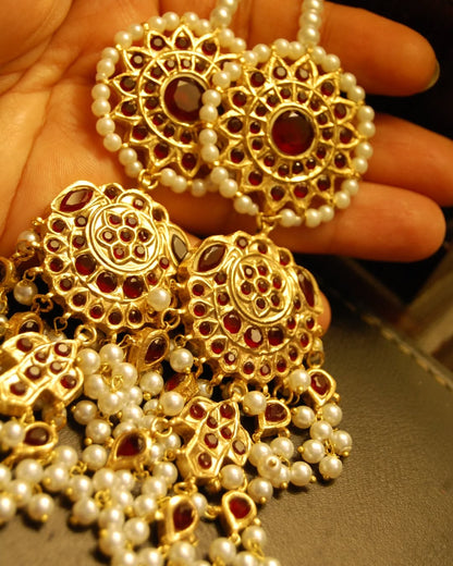 RED & PEARLS EARRINGS