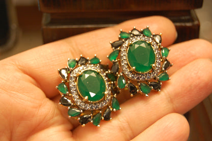 BLUE & GREEN FLORAL EARRINGS
