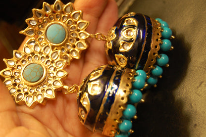 BLUE MEENA & FEROZA KUNDAN JHUMKAS