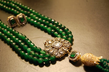 EMERALD GREEN LONG MALA WITH TUSSEL