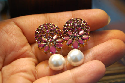 RED & PEARL EARRINGS