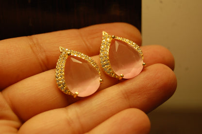 ELEGANT ZIRCON & PINK EARRINGS