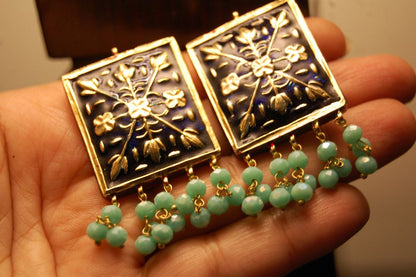 BLUE MEENA EARRINGS WITH FEROZY