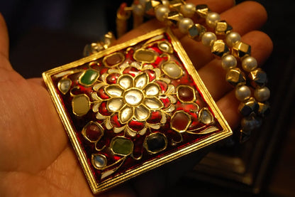 GORGEOUS MALA IN RED MEENA & MULTI STONES
