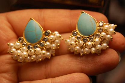 FEROZA KUNDAN & PEARL EARRINGS