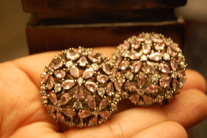 PINK ZIRCON & FLORAL EARRINGS