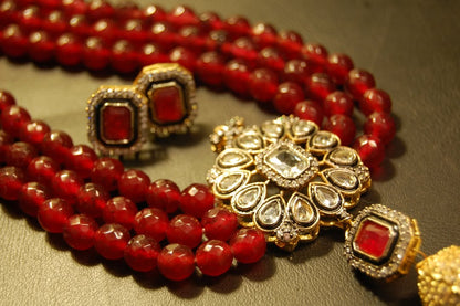 RUBY RED LONG MALA WITH TUSSEL