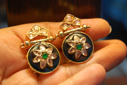 BLUE MEENA & KUNDAN EARRINGS