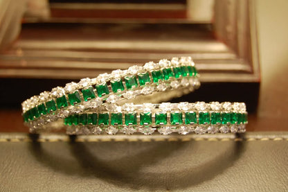 ELEGANT GREEN & ZIRCON BANGLES