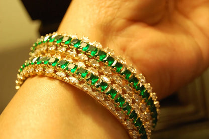 ELEGANT GREEN & ZIRCON BANGLES