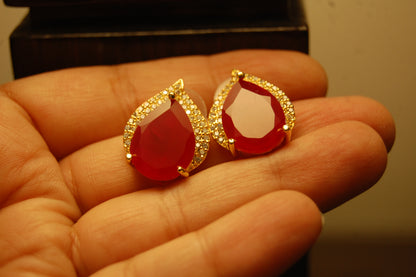 ELEGANT ZIRCON & RUBY RED EARRINGS