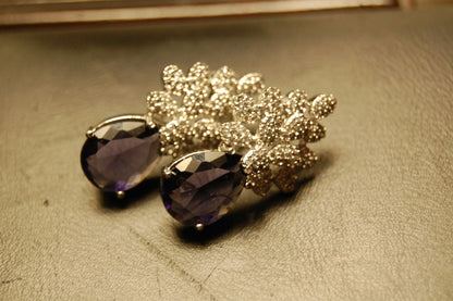 AMERICAN DIAMOND EARRINGS IN AMETHYST PURPLE