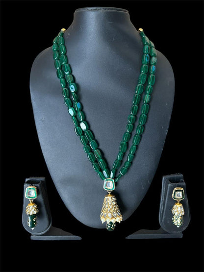 ELEGANT GREEN KUNDAN MALA SET
