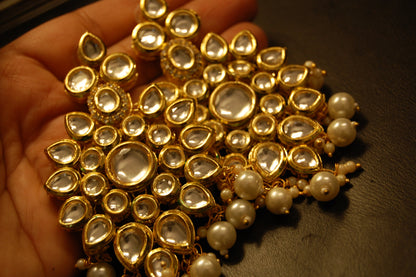 INDIAN POLKI KUNDAN EARRINGS WITH RED