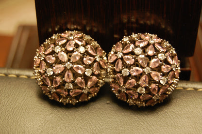 PINK ZIRCON & FLORAL EARRINGS