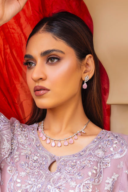 ELEGANT AMERICAN DIAMOND SET WITH RUBY RED