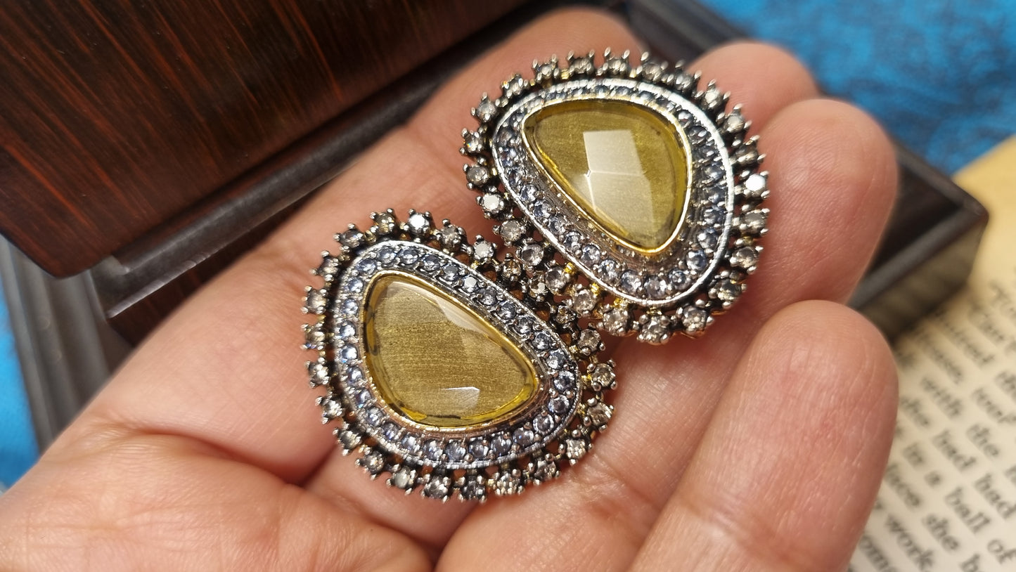 YELLOW AND ZIRCON EARRINGS