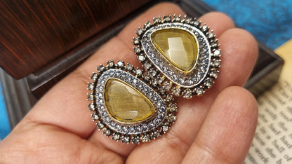 YELLOW AND ZIRCON EARRINGS