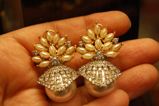 ZIRCON & PEARL EARRINGS