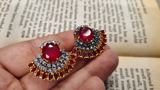 RED & ZIRCON EARRINGS