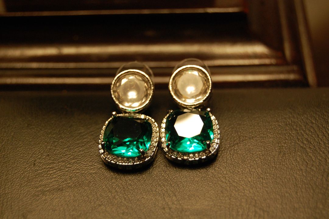 AMERICAN DIAMOND EARRINGS IN SEA GREEN