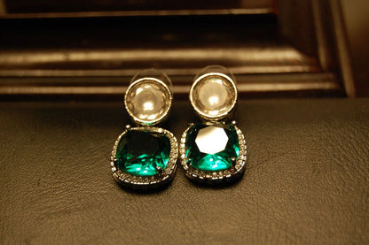 AMERICAN DIAMOND EARRINGS IN SEA GREEN