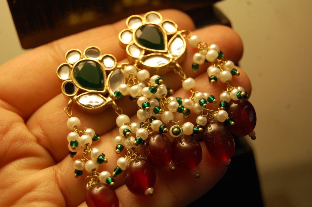 RED & GREEN KUNDAN EARRINGS