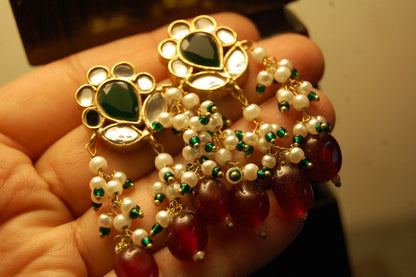 RED & GREEN KUNDAN EARRINGS