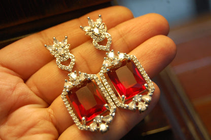 RED ZIRCON EARRINGS
