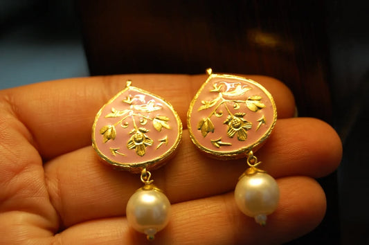 PINK MEENA EARRINGS
