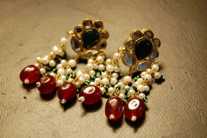 RED & GREEN KUNDAN EARRINGS