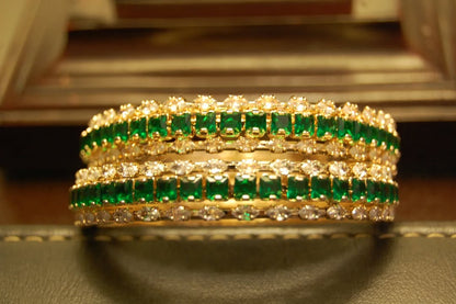 ELEGANT GREEN & ZIRCON BANGLES