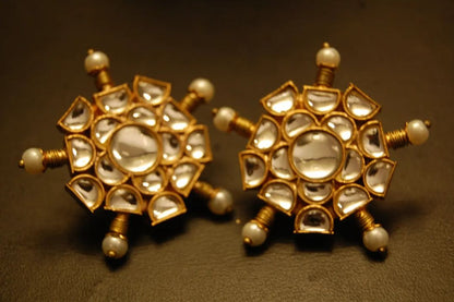 FLORAL KUNDAN & PEARL EARRINGS