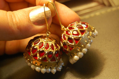 RUBY RED JHUMKAS