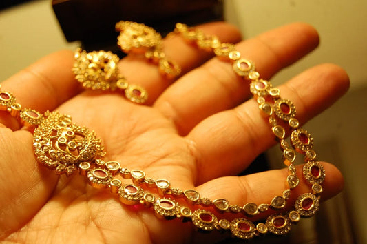 ELEGANT RED PEACOCK SOUTH INDIAN NECKLACE SET