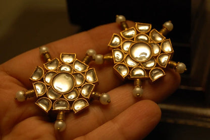 FLORAL KUNDAN & PEARL EARRINGS