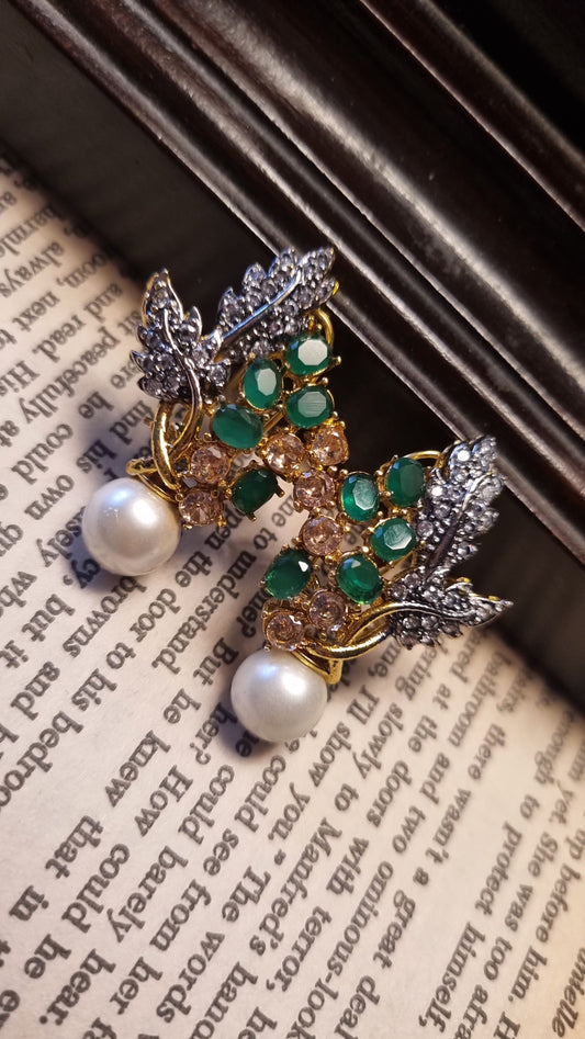 GREEN & ZIRCON EARRINGS